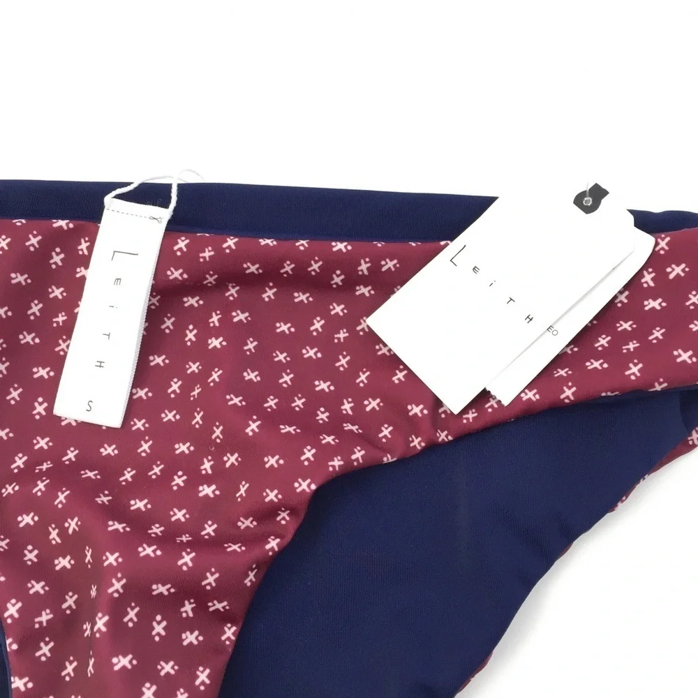 Leith Red Blue Reversible Hipster Bikini Bottoms S